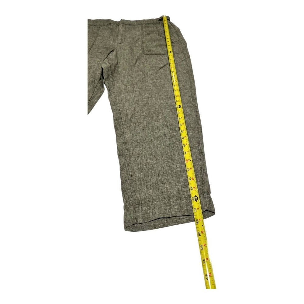 Athleta Voyager Linen Pants Women's 16 Olive Green Cropped Adjustable Waist - Picture 7 of 16